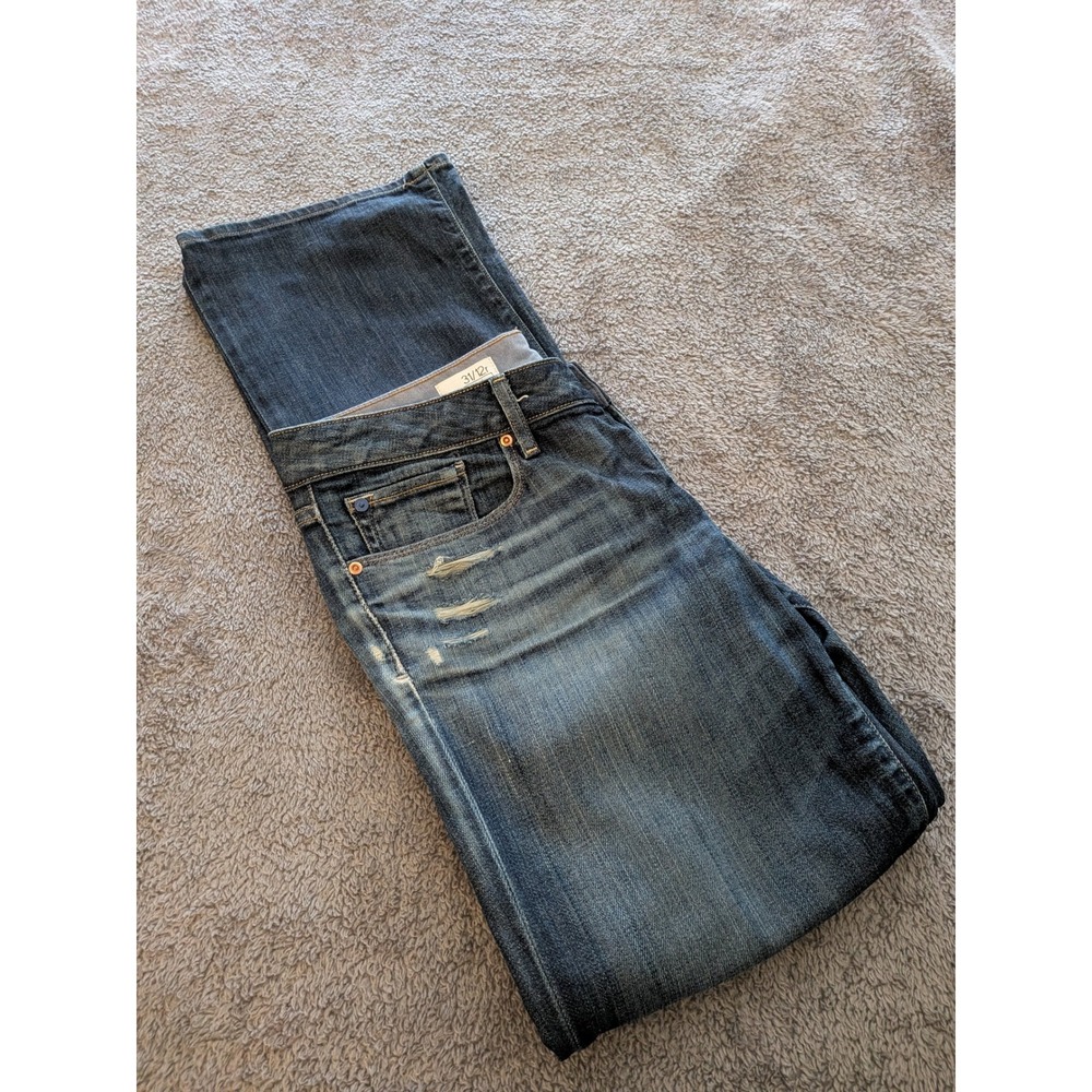 Gap 1969 Sexy Boot Distressed Medium Wash‎ Blue Jeans Womens 31/12r
